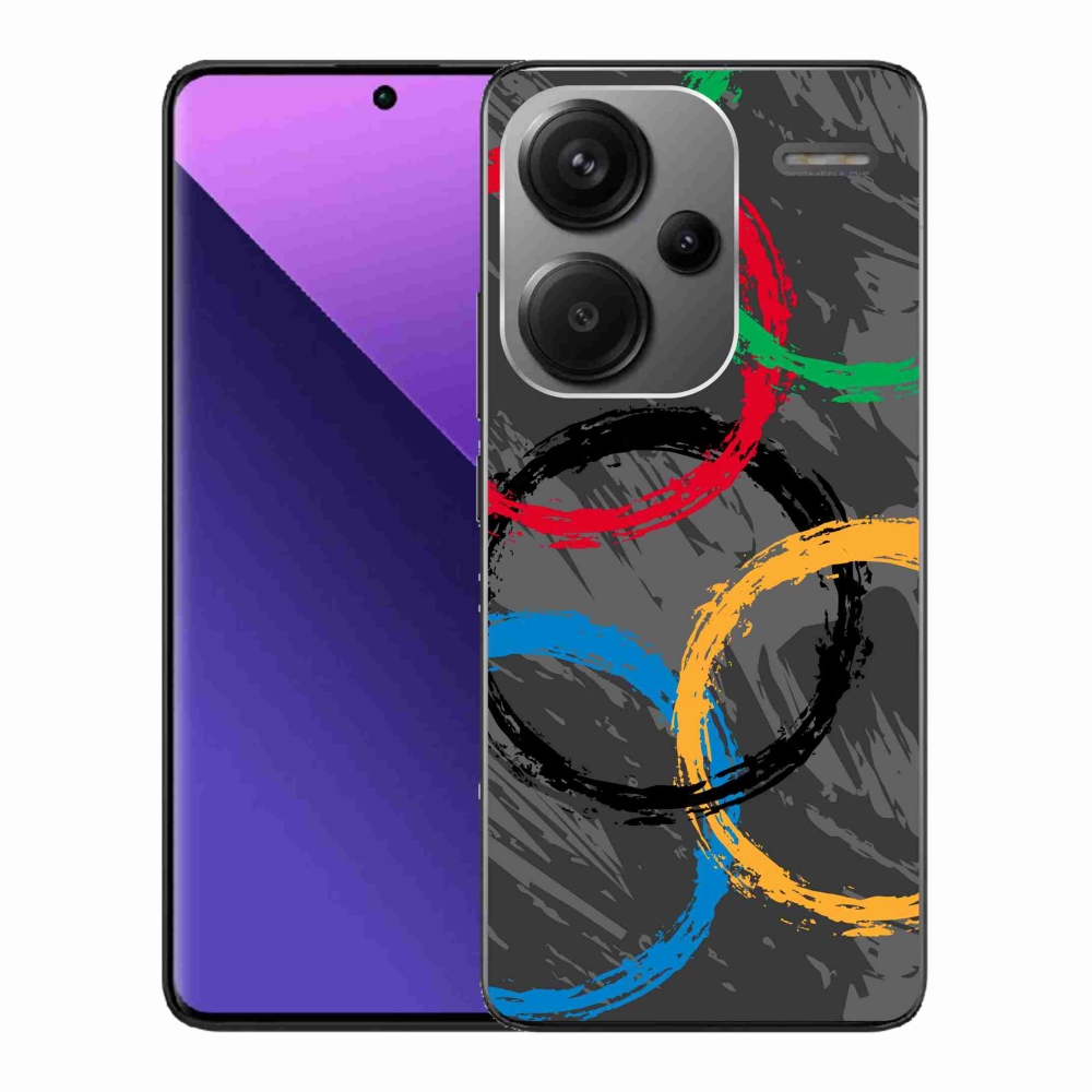 Gélový kryt mmCase na Xiaomi Redmi Note 13 Pro+ 5G - olympijské kruhy čierne pozadie