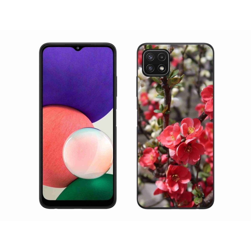 Gélový kryt mmCase na Samsung Galaxy A22 5G - červené kvety