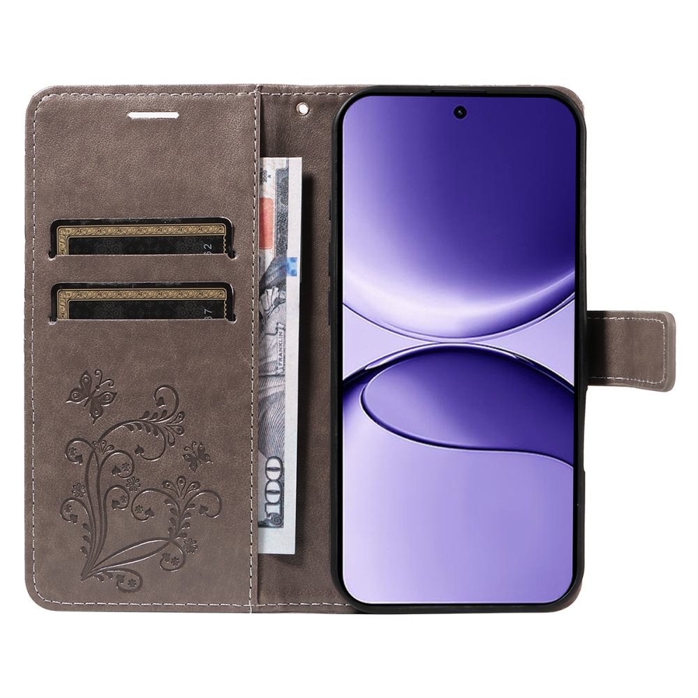 Big Butterfly knižkové púzdro na Xiaomi Poco F7 5G - šedé