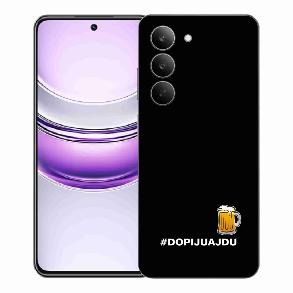 Gélový kryt mmCase na Realme 14x 5G - pivný motív 1 čierne pozadie