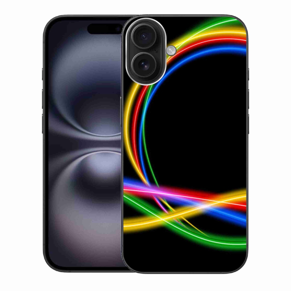 Gélový obal mmCase na iPhone 16 Plus - neónové kruhy