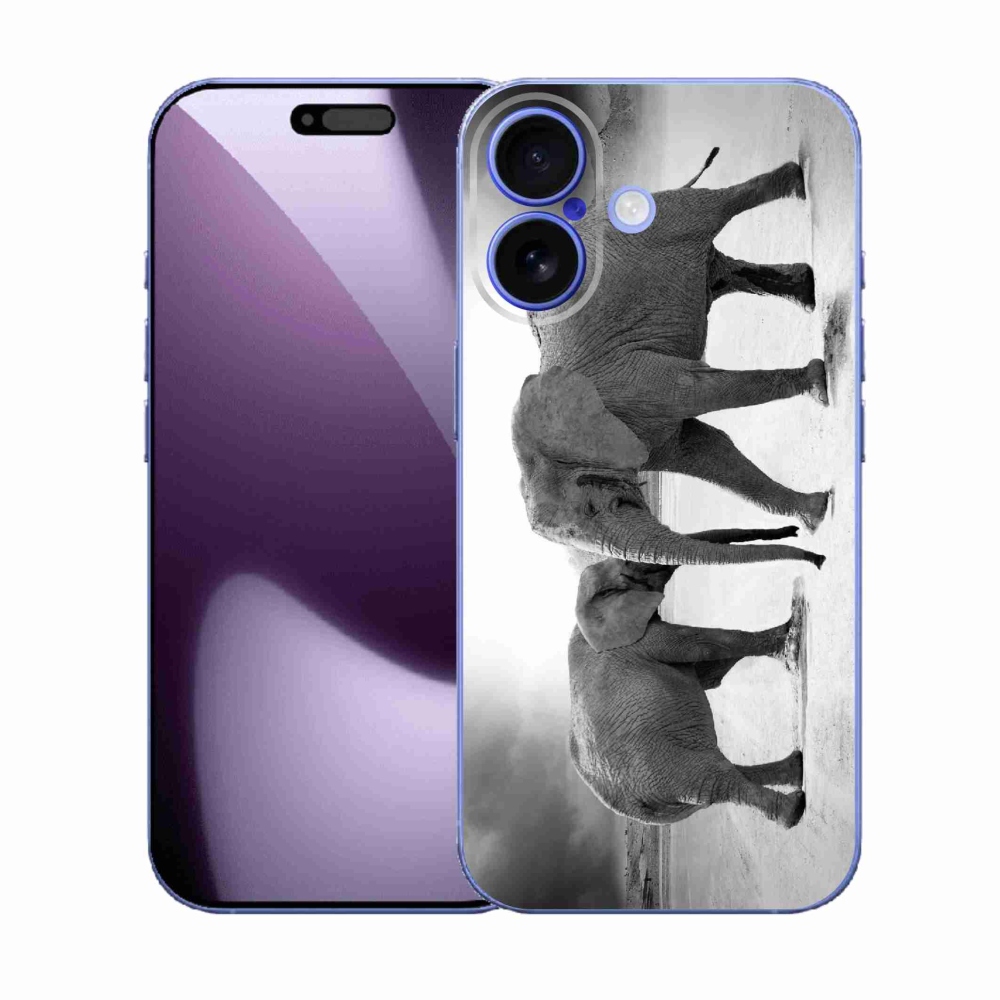 Gélový kryt mmCase na iPhone 17 - čiernobieli slony