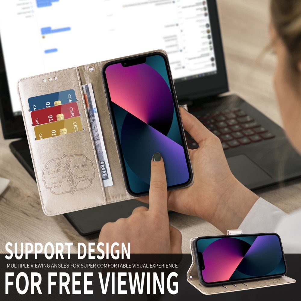 Flowery knižkové puzdro na Realme 14 5G - zlaté