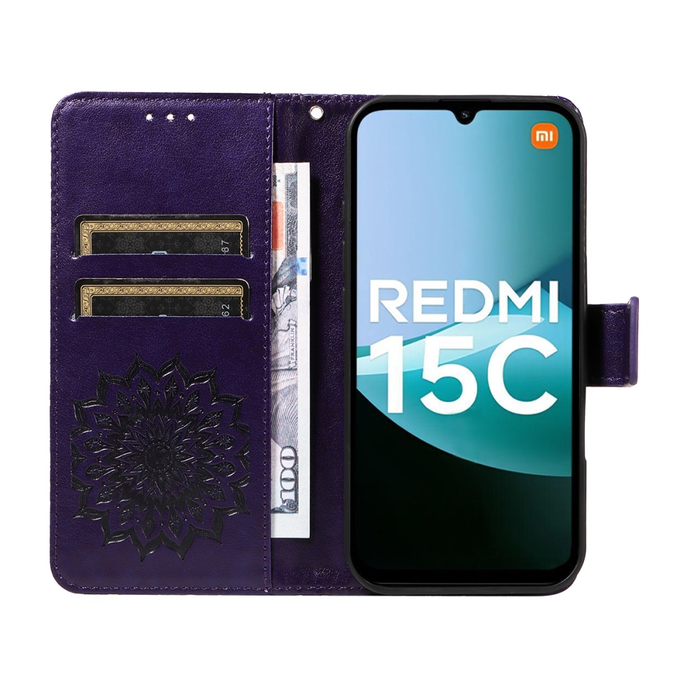 Sunflower knižkové púzdro na Xiaomi Redmi 15C 4G/5G (173mm) - tmavofialové