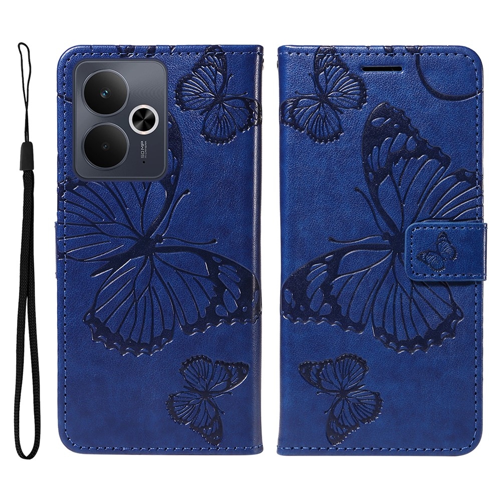 Big Butterfly knižkové puzdro na Realme 14 5G/14T 5G - modré