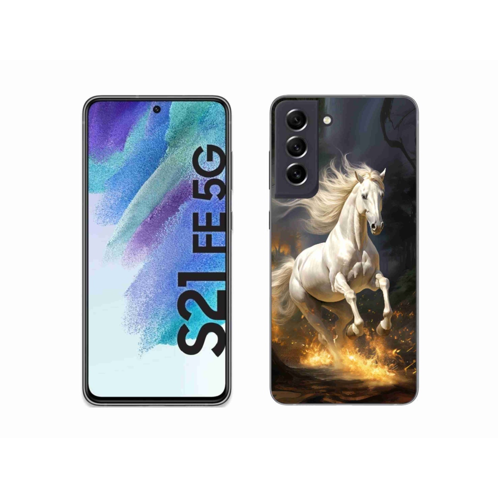 Gélový kryt mmCase na Samsung Galaxy S21 FE 5G - biely kôň 2