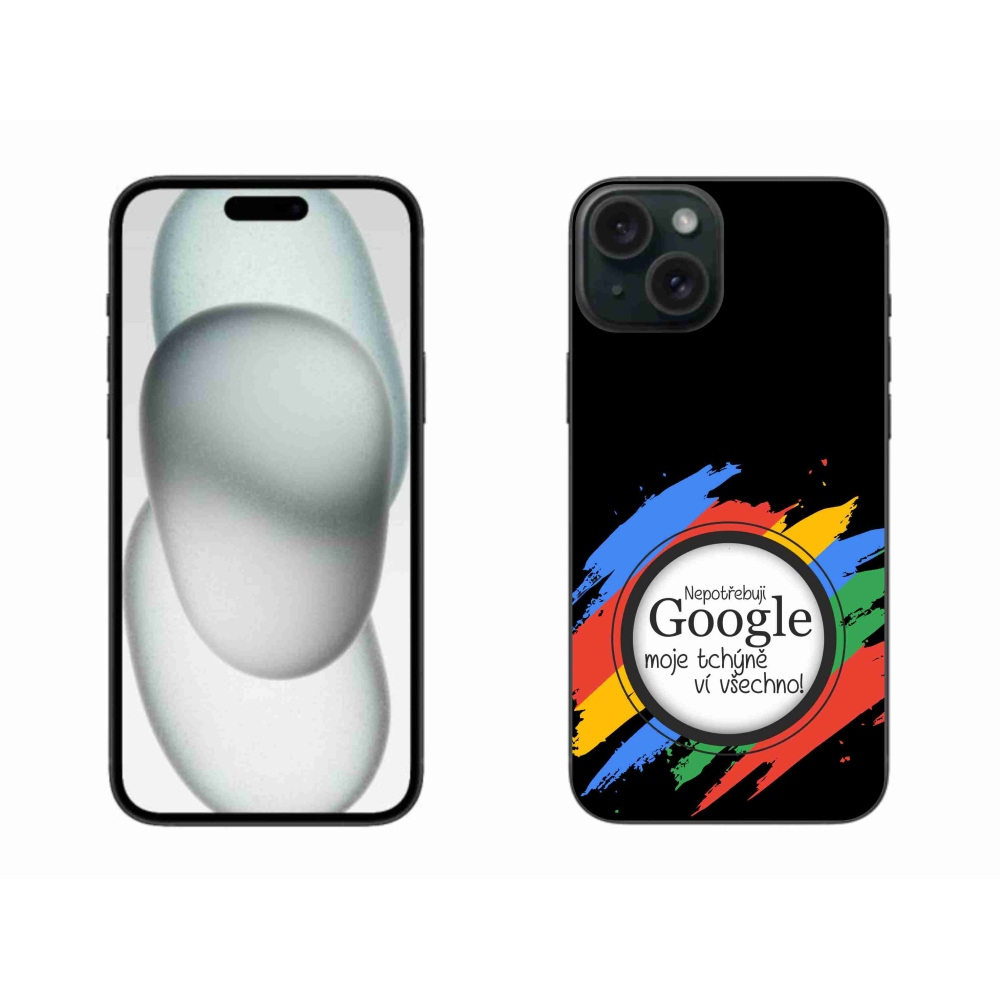 Gélový kryt mmCase na iPhone 15 Plus - svokra vie všetko čierne pozadie