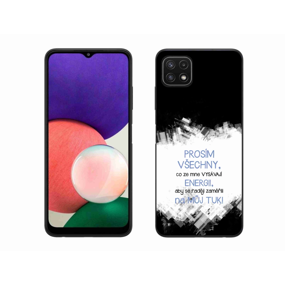 Gélový kryt mmCase na Samsung Galaxy A22 5G - vtipný text 1 modrý