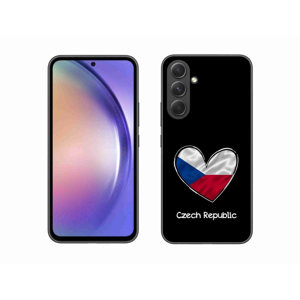 Gélový kryt mmCase na Samsung Galaxy A54 5G - vlajka srdca čierne pozadie