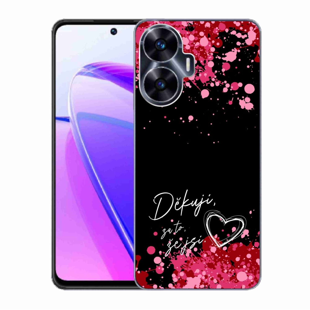 Gélový kryt mmCase na Realme C55 - zamilovaný text 2 čierne pozadie