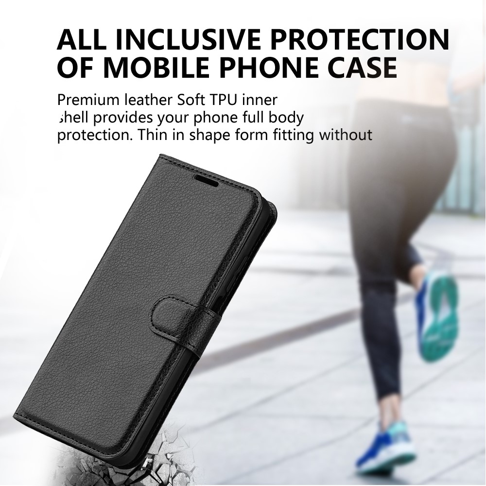 Litchi knižkové púzdro na Motorola Moto G84 5G - čierne