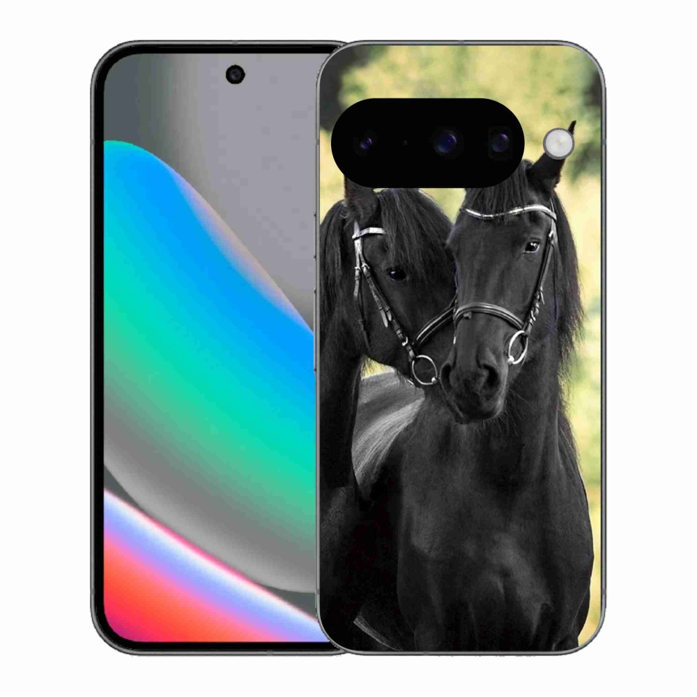 Gélový kryt mmCase na Google Pixel 10 - dva čierne kone