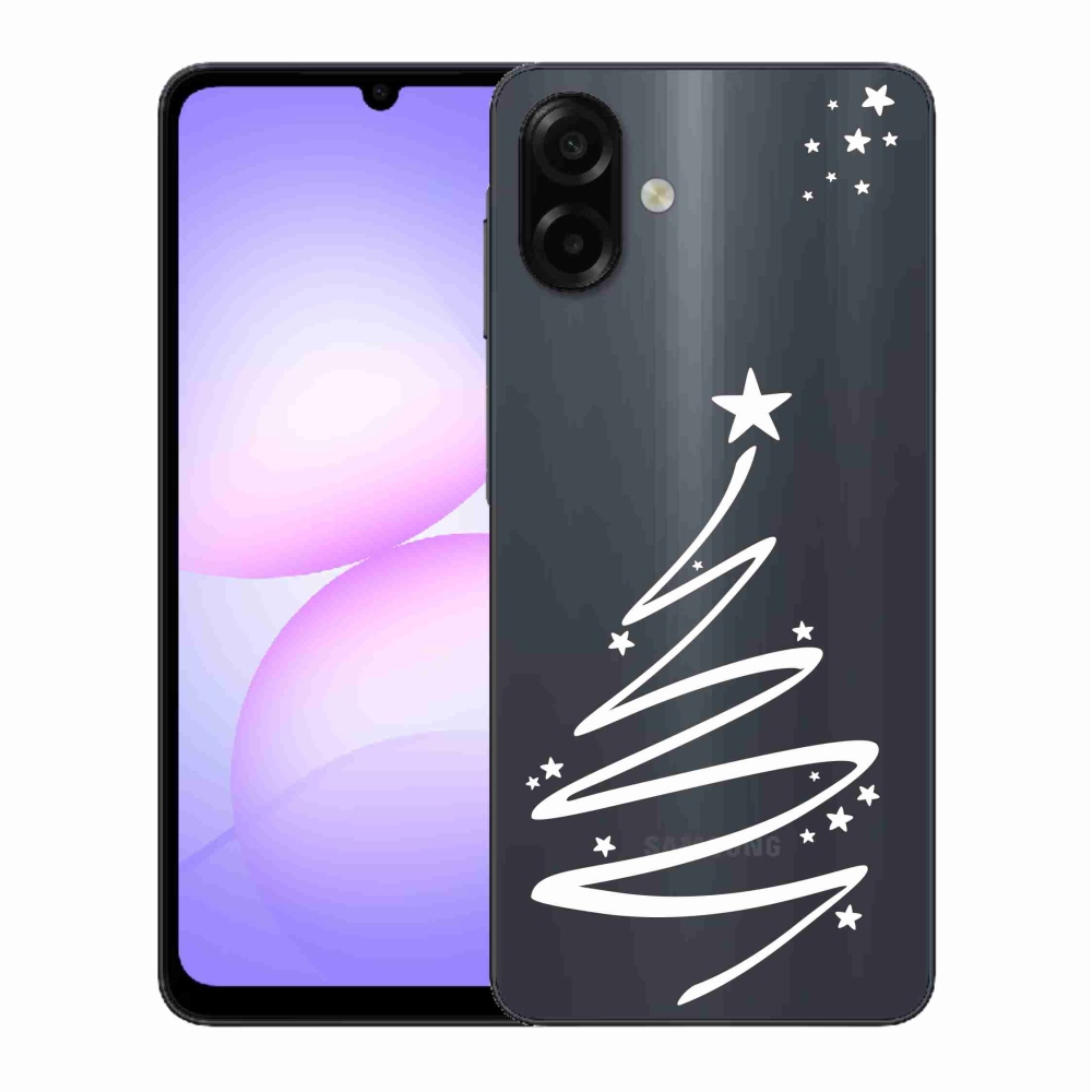 Gélový kryt mmCase na Samsung Galaxy A07 4G - biely stromček na priehľadnom pozadí