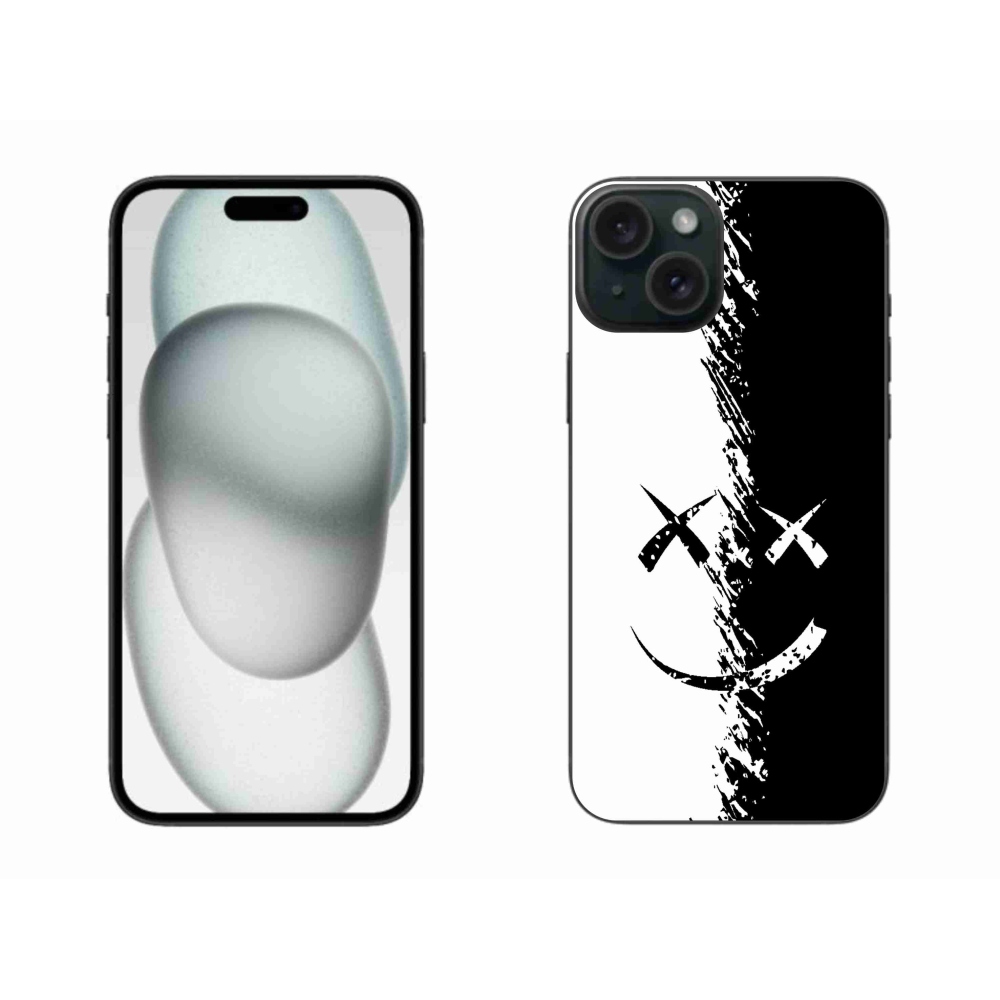 Gélový kryt mmCase na iPhone 15 Plus - čiernobiely smajlík