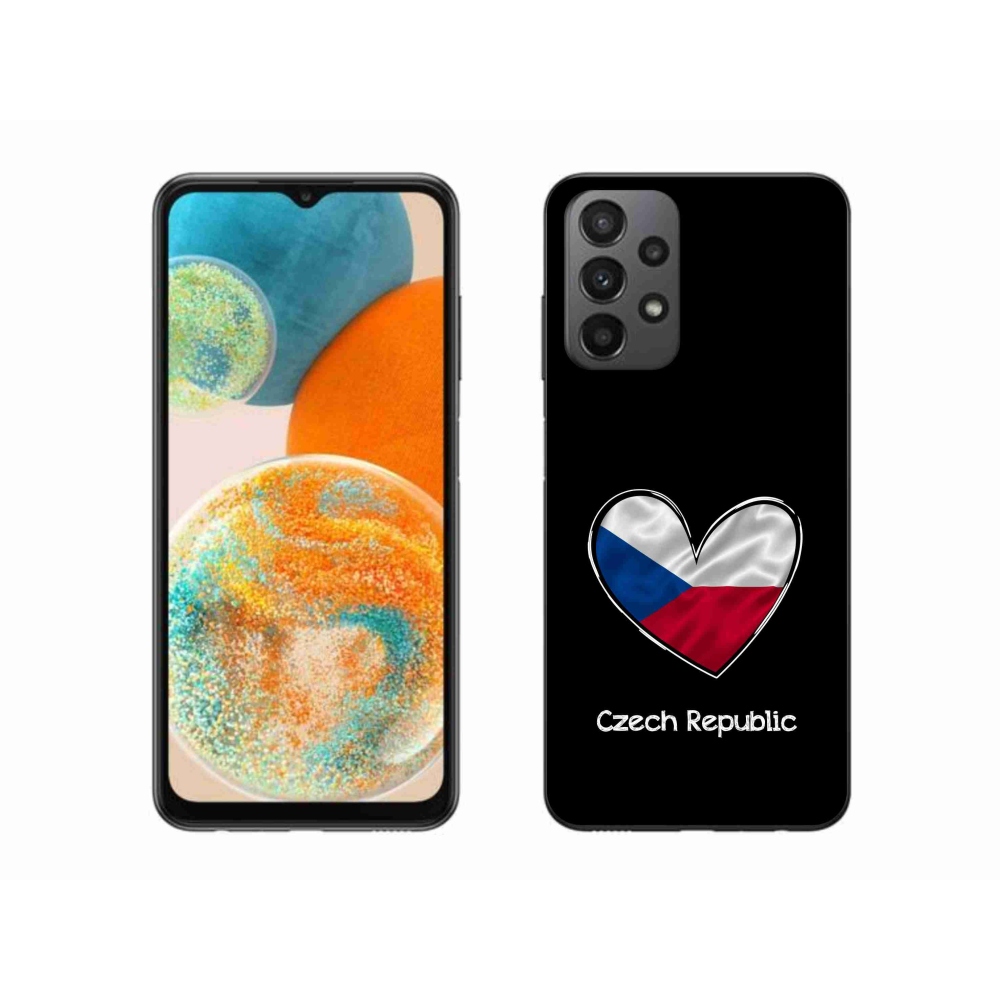Gélový kryt mmCase na Samsung Galaxy A23 4G/5G - vlajka srdca čierne pozadie