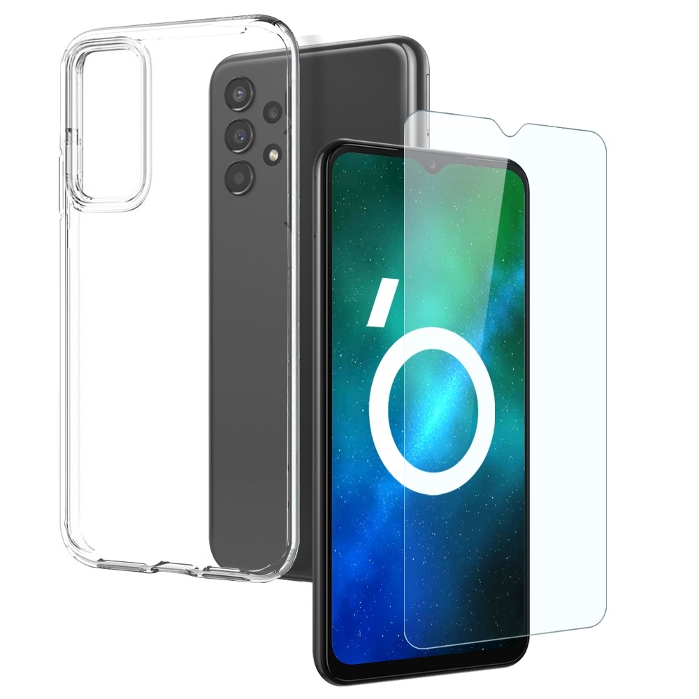 NORTHJO priehľadný gélový obal + tvrdené sklo na Samsung Galaxy A13 - priehľadný