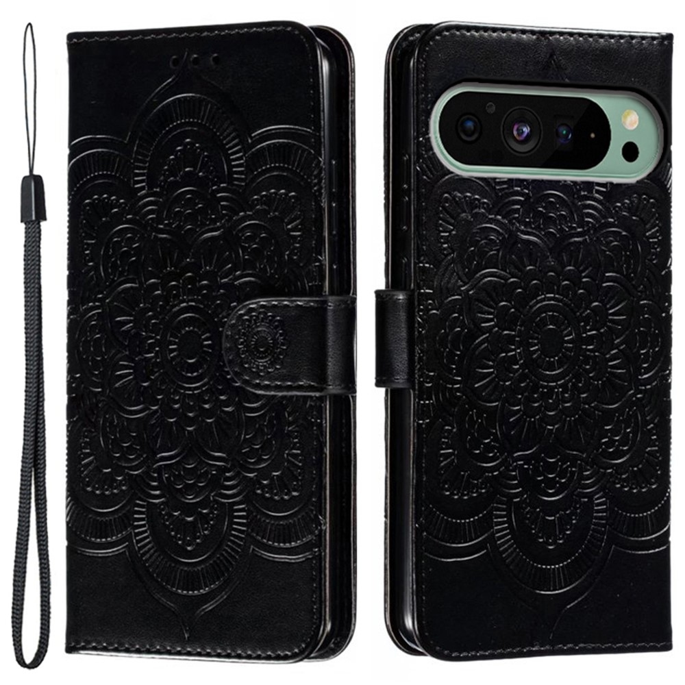 Mandala knižkové puzdro na Google Pixel 10 Pro/Pixel 10/9 Pro/9 - čierne