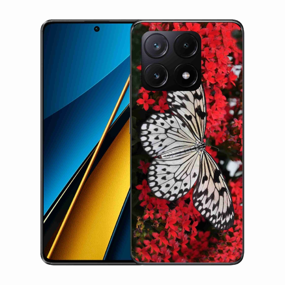 Gélový kryt mmCase na Xiaomi Poco X6 Pro 5G - čiernobiely motýľ 1