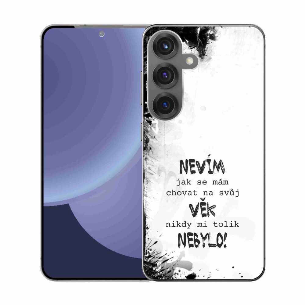 Gélový kryt mmCase na Samsung Galaxy S25 - vtipný text 14 biele pozadie