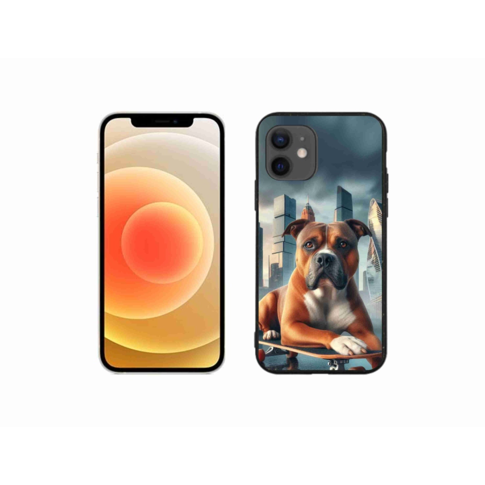 Gélový kryt mmCase na iPhone 12 mini - pes na skateboarde
