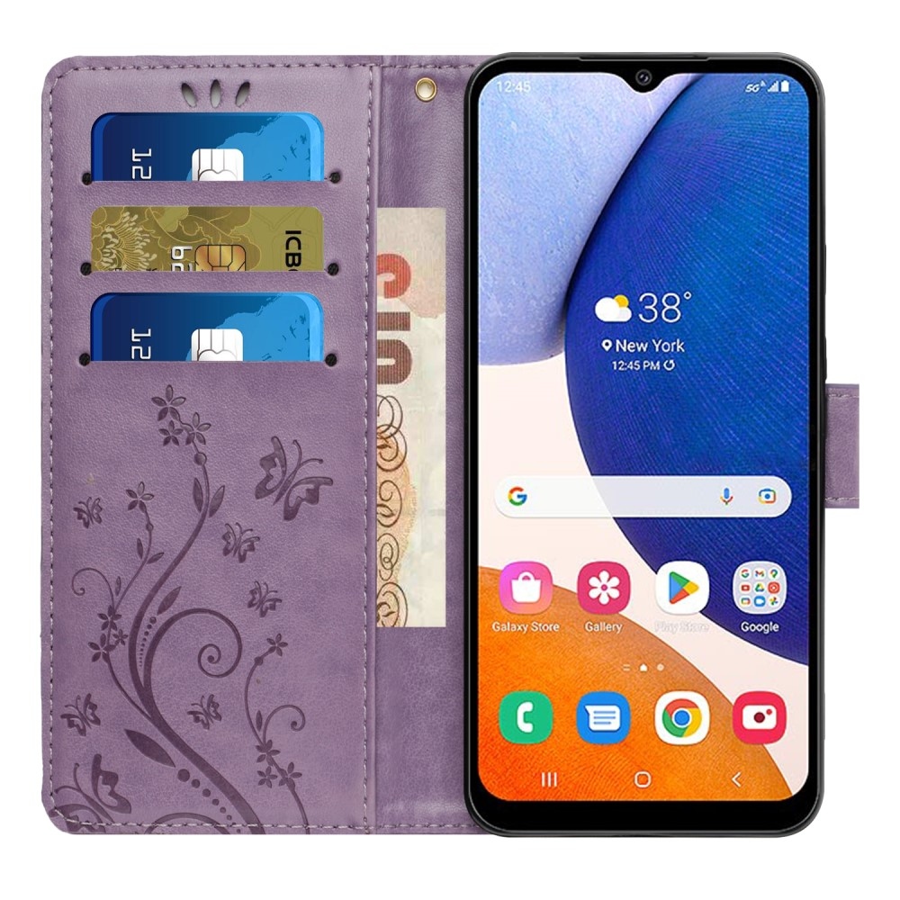 Flowers knižkové púzdro na Samsung Galaxy A05s - svetlofialové