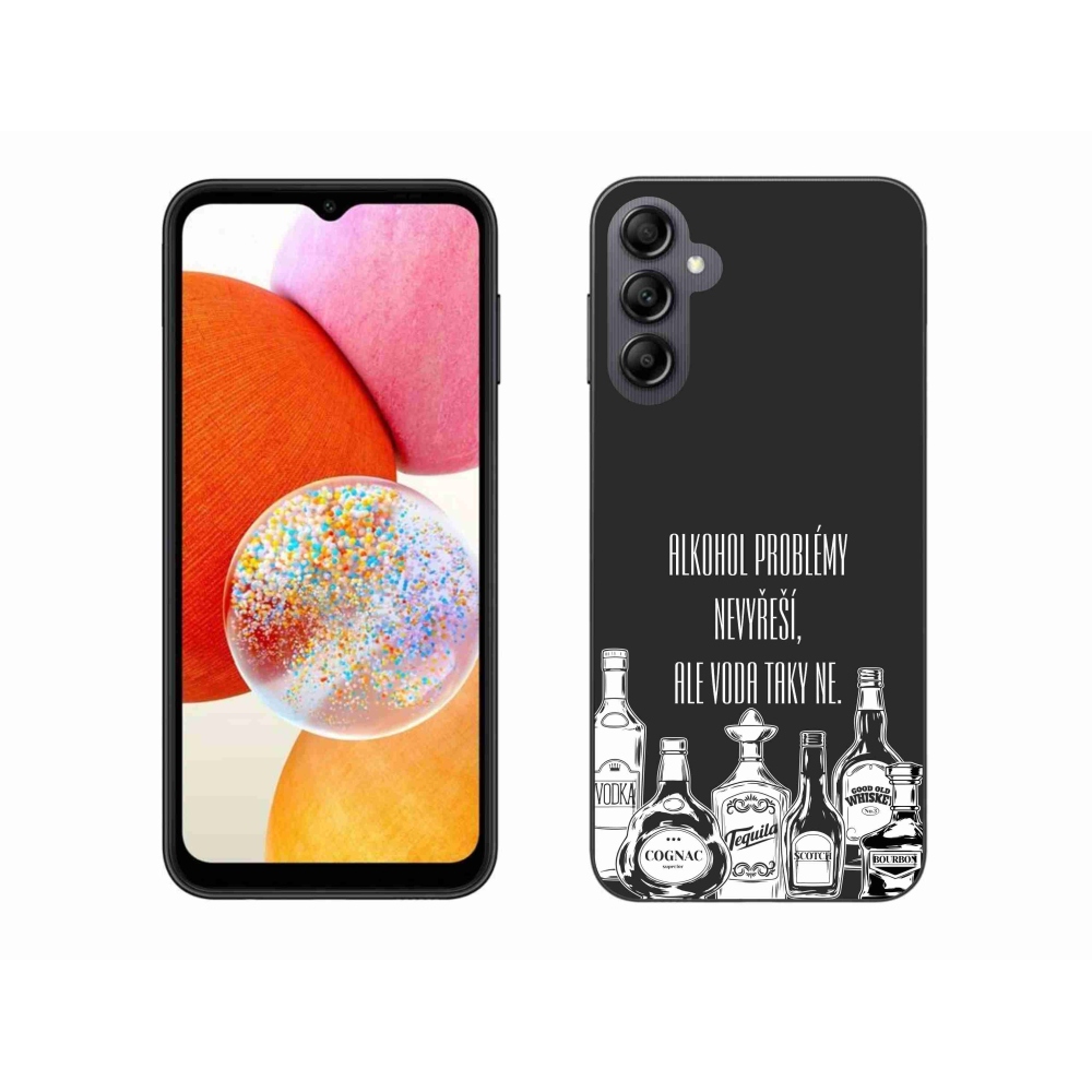 Gélový kryt mmCase na Samsung Galaxy A14 4G/5G - vtipný text čierne pozadie