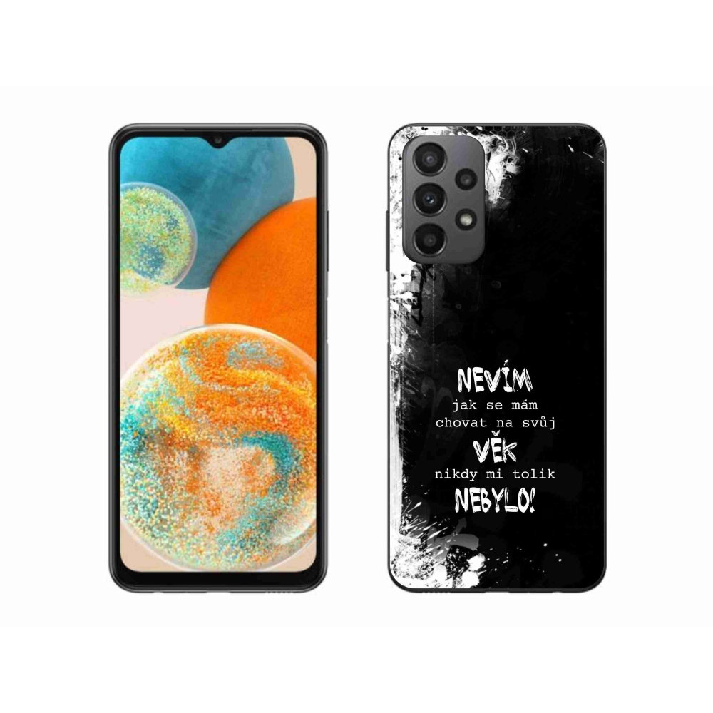 Gélový kryt mmCase na Samsung Galaxy A23 4G/5G - vtipný text 14 čierne pozadie