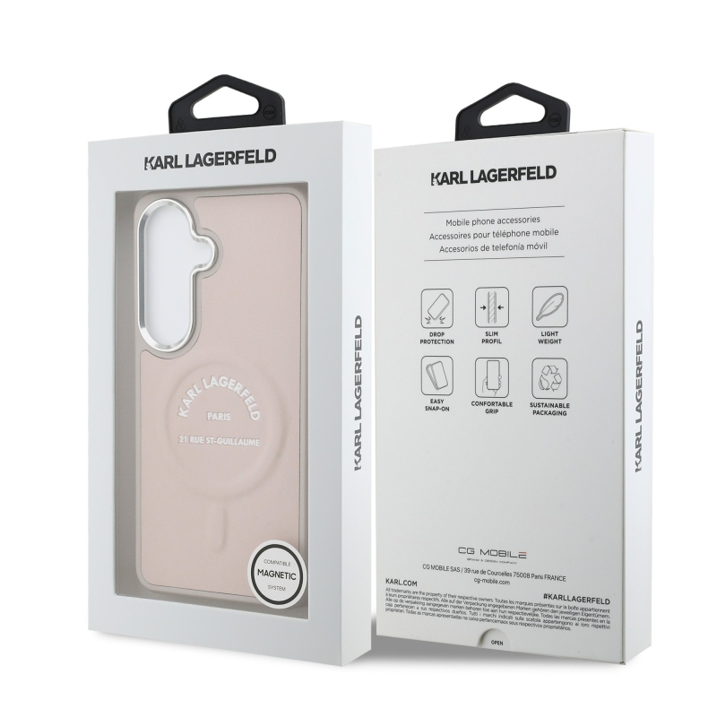 Karl Lagerfeld PU RSG Logo Magnetický zadný kryt pre Samsung Galaxy S26 Pink