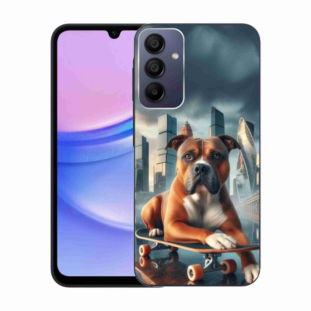 Gélový kryt mmCase na Samsung Galaxy A15 4G/5G - pes na skateboarde