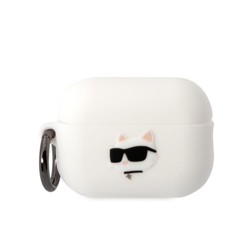 Karl Lagerfeld 3D Logo NFT Choupette Head silikónový púzdro pre Airpods Pro 2 biely
