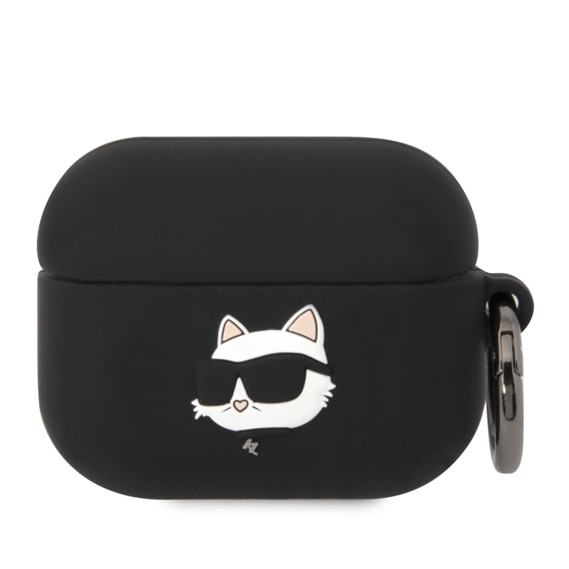 Karl Lagerfeld 3D Logo NFT Choupette Head silikónový púzdro pre Airpods Pro čierny