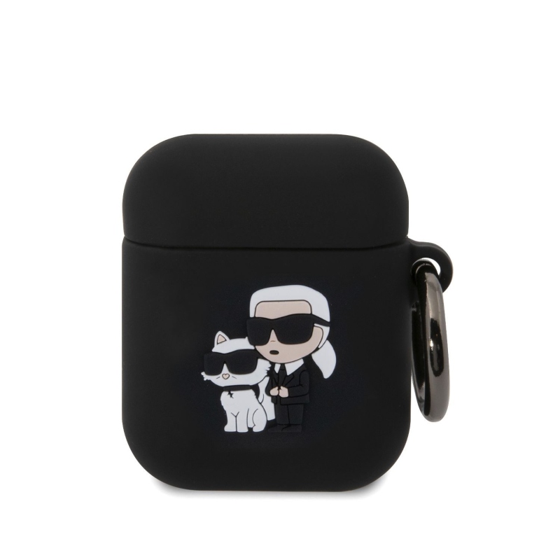 Karl Lagerfeld 3D Logo NFT Karl and Choupette Silikónové Puzdro pre AirPods 1/2 Black