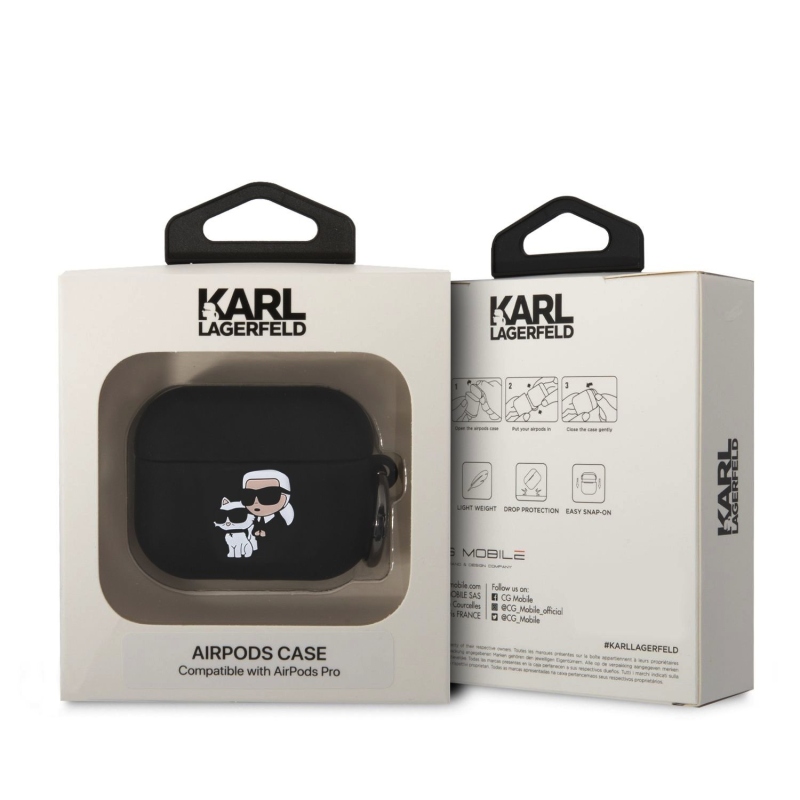 Karl Lagerfeld 3D Logo NFT Karl and Choupette Silikónové Puzdro pre AirPods Pro Black