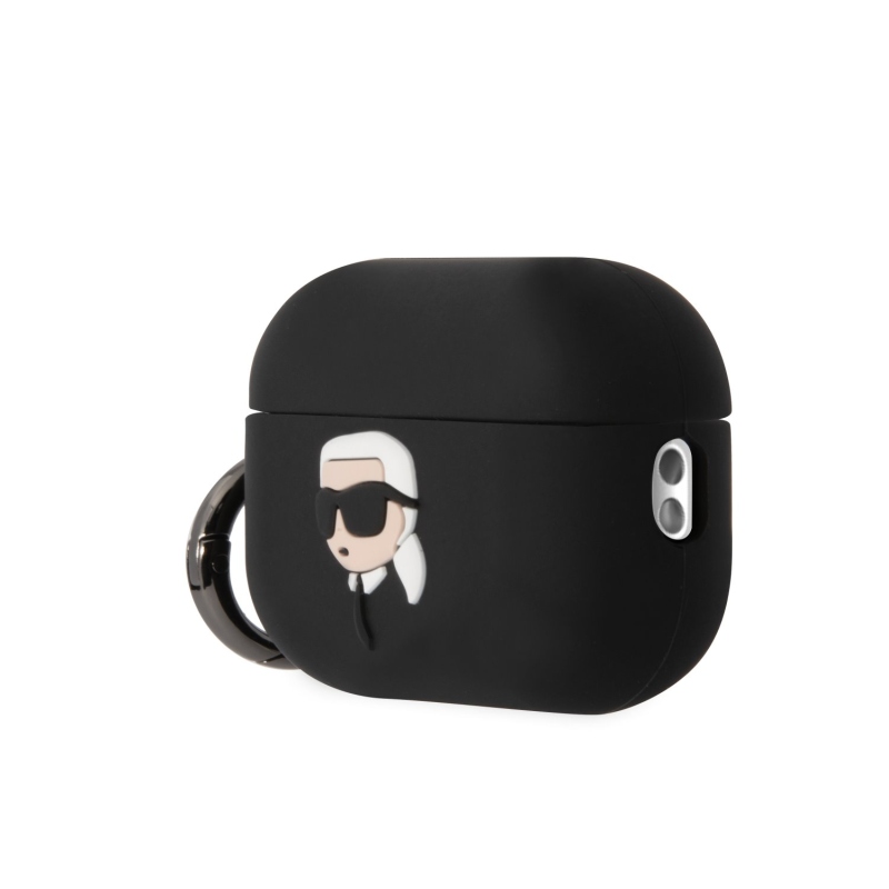 Karl Lagerfeld 3D Logo NFT Karl Head Silikónové Puzdro pre Airpods Pro 2 Black