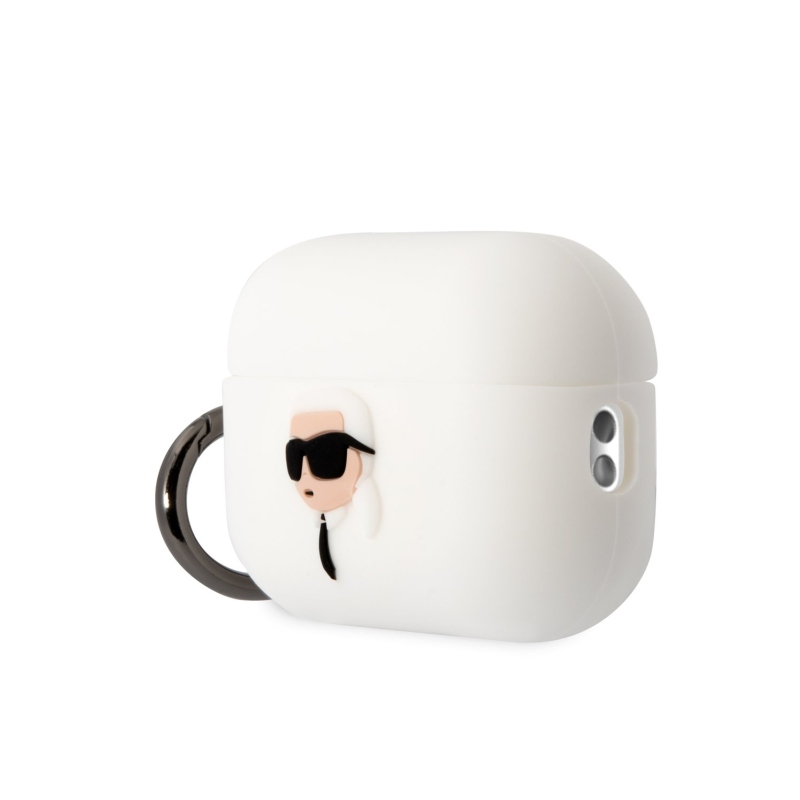 Karl Lagerfeld 3D Logo NFT Karl Head silikónový púzdro pre Airpods Pro 2 biely