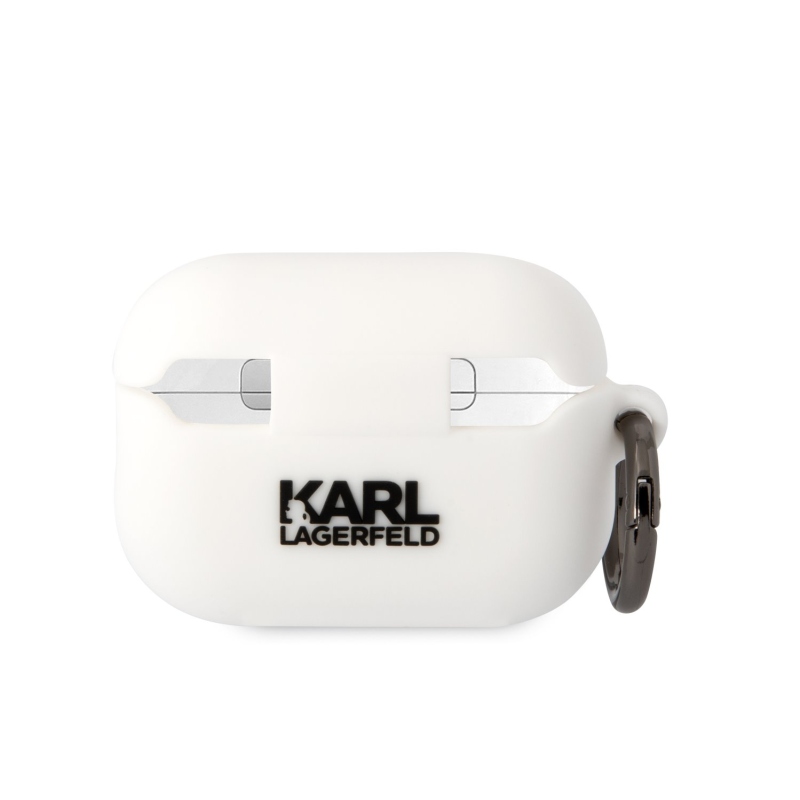 Karl Lagerfeld 3D Logo NFT Karl Head silikónový púzdro pre Airpods Pro 2 biely