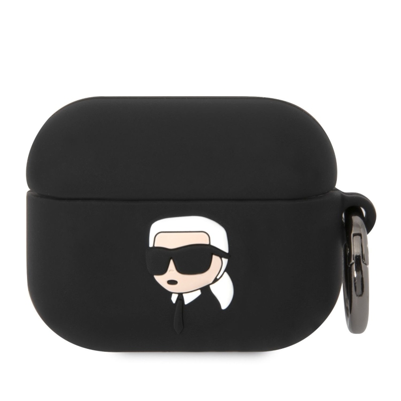 Karl Lagerfeld 3D Logo NFT Karl Head silikónový púzdro pre Airpods Pro čierny