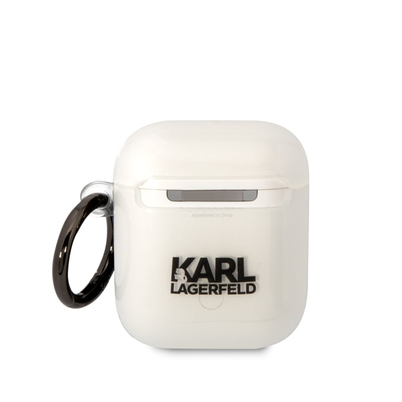 Karl Lagerfeld 3D Logo NFT Karl Head TPU puzdro pre Airpods 1/2 biely