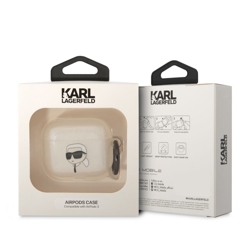 Karl Lagerfeld 3D Logo NFT Karl Head TPU Puzdro pre Airpods 3 White