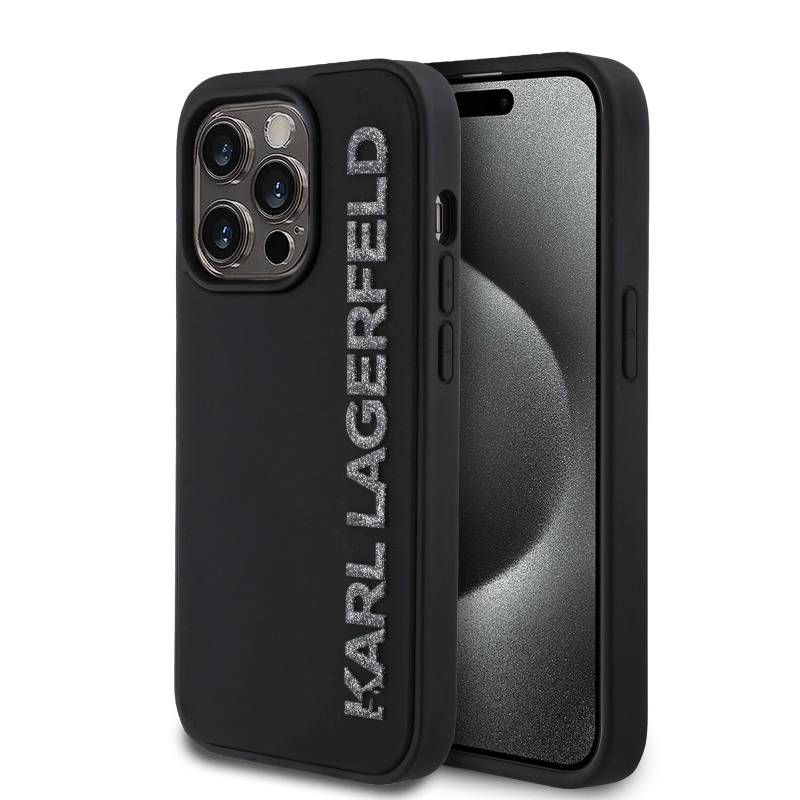 Zadný kryt Karl Lagerfeld 3D Rubber Glitter Logo pre iPhone 13 Pro Black
