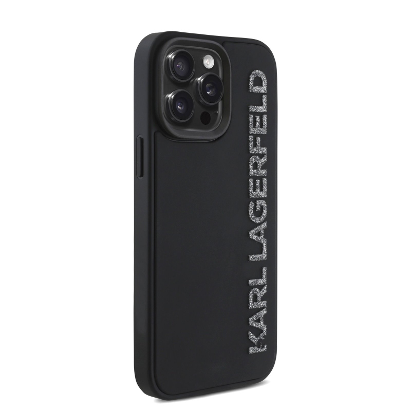 Zadný kryt Karl Lagerfeld 3D Rubber Glitter Logo pre iPhone 15 Pro Max Black
