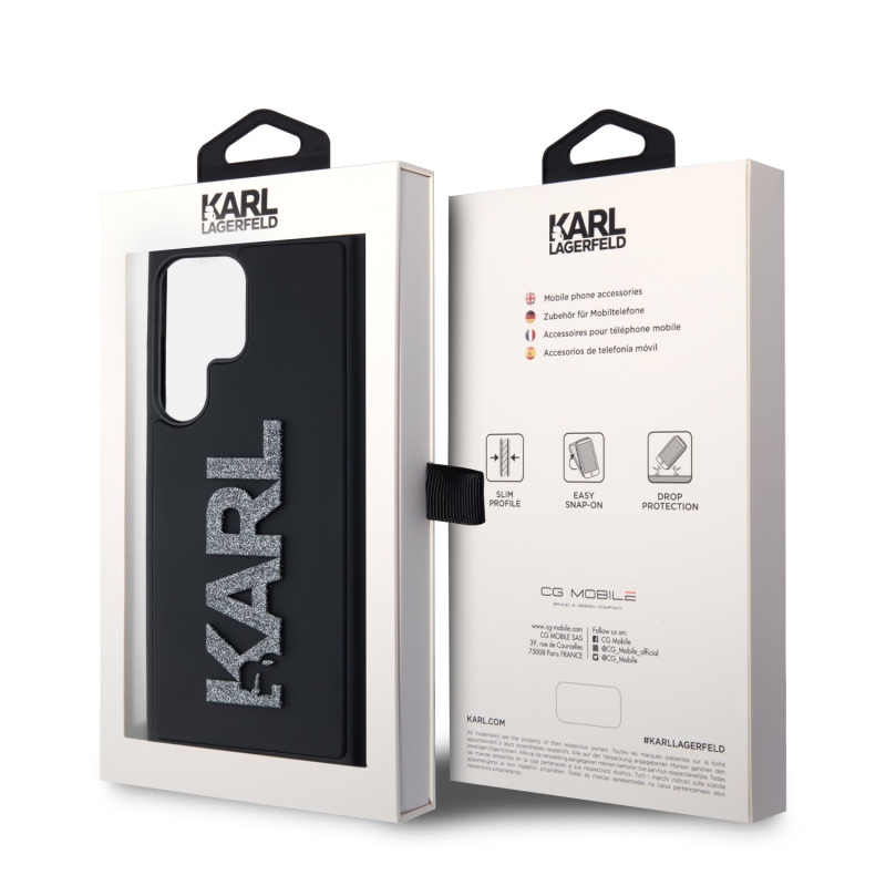 Zadný kryt Karl Lagerfeld 3D Rubber Glitter Logo pre Samsung Galaxy S24 Ultra Black