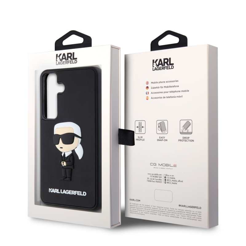 Karl Lagerfeld 3D gumový zadný kryt Ikonik pre Samsung Galaxy S24 Black