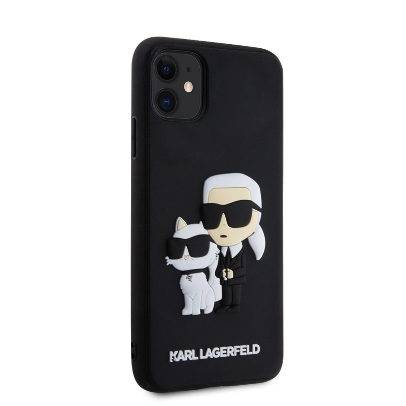 Karl Lagerfeld 3D Rubber Karl and Choupette Zadný Kryt pre iPhone 11 Black