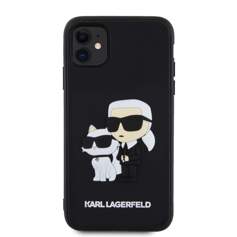 Karl Lagerfeld 3D Rubber Karl and Choupette Zadný Kryt pre iPhone 11 Black