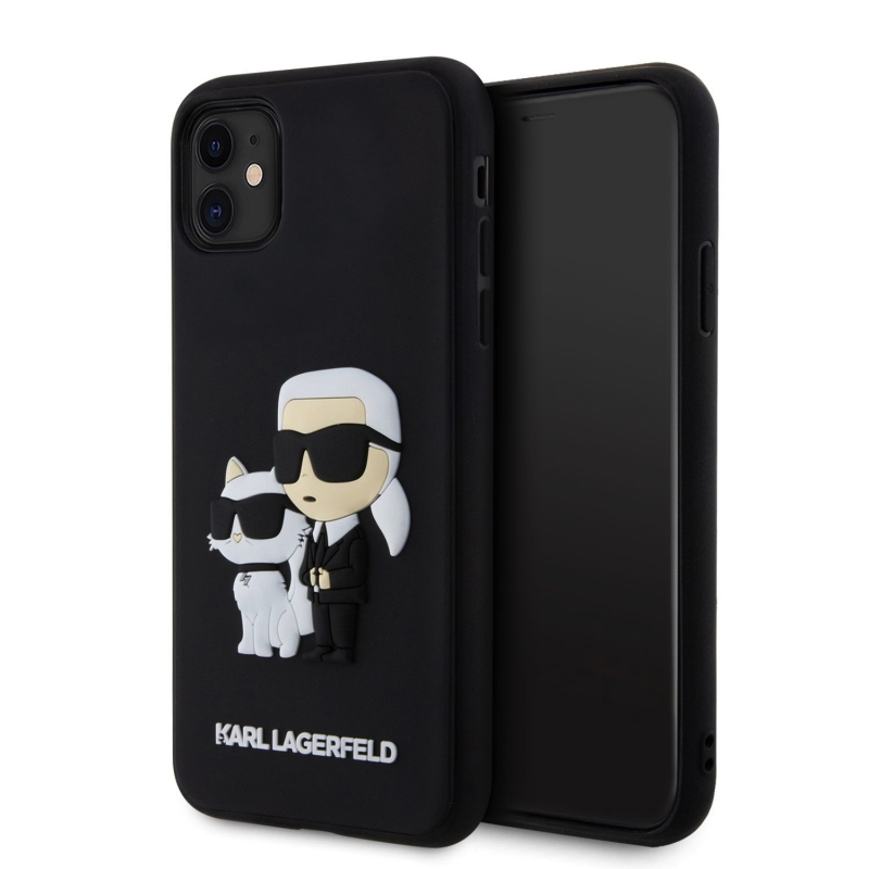 Karl Lagerfeld 3D Rubber Karl and Choupette Zadný Kryt pre iPhone 11 Black