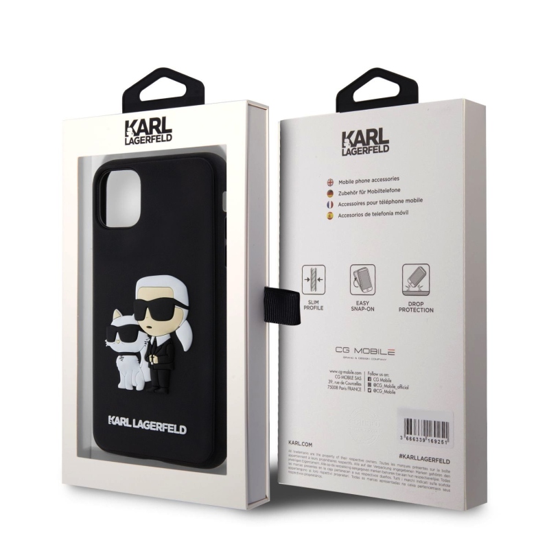 Karl Lagerfeld 3D Rubber Karl and Choupette Zadný Kryt pre iPhone 11 Black