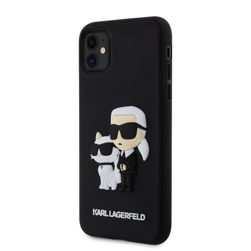 Karl Lagerfeld 3D Rubber Karl and Choupette Zadný Kryt pre iPhone 11 Black