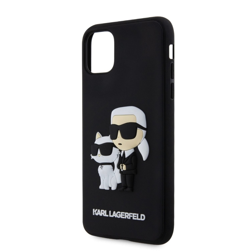 Karl Lagerfeld 3D Rubber Karl and Choupette Zadný Kryt pre iPhone 11 Black