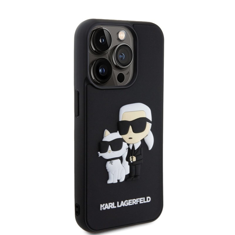 Karl Lagerfeld 3D Rubber Karl and Choupette Zadný Kryt pre iPhone 13 Pro Black